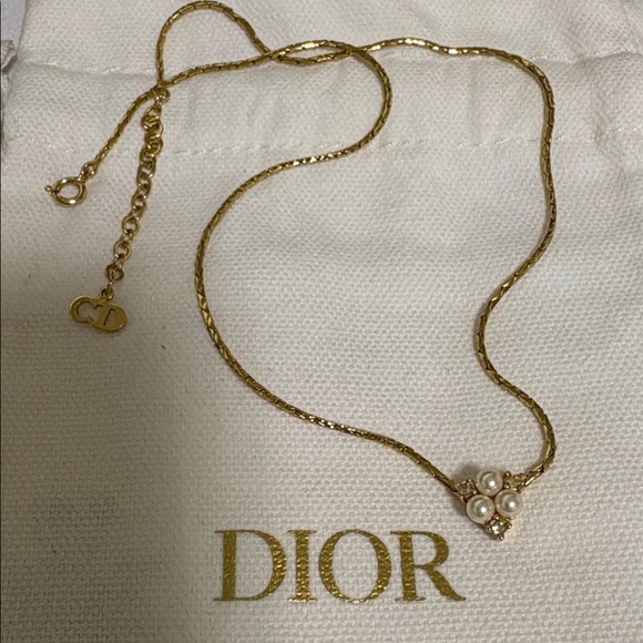 Auth💕Christian Dior🌸 Pearls & Crystals necklace W/ Dior jewelry bag-EUC - Picture 11 of 11